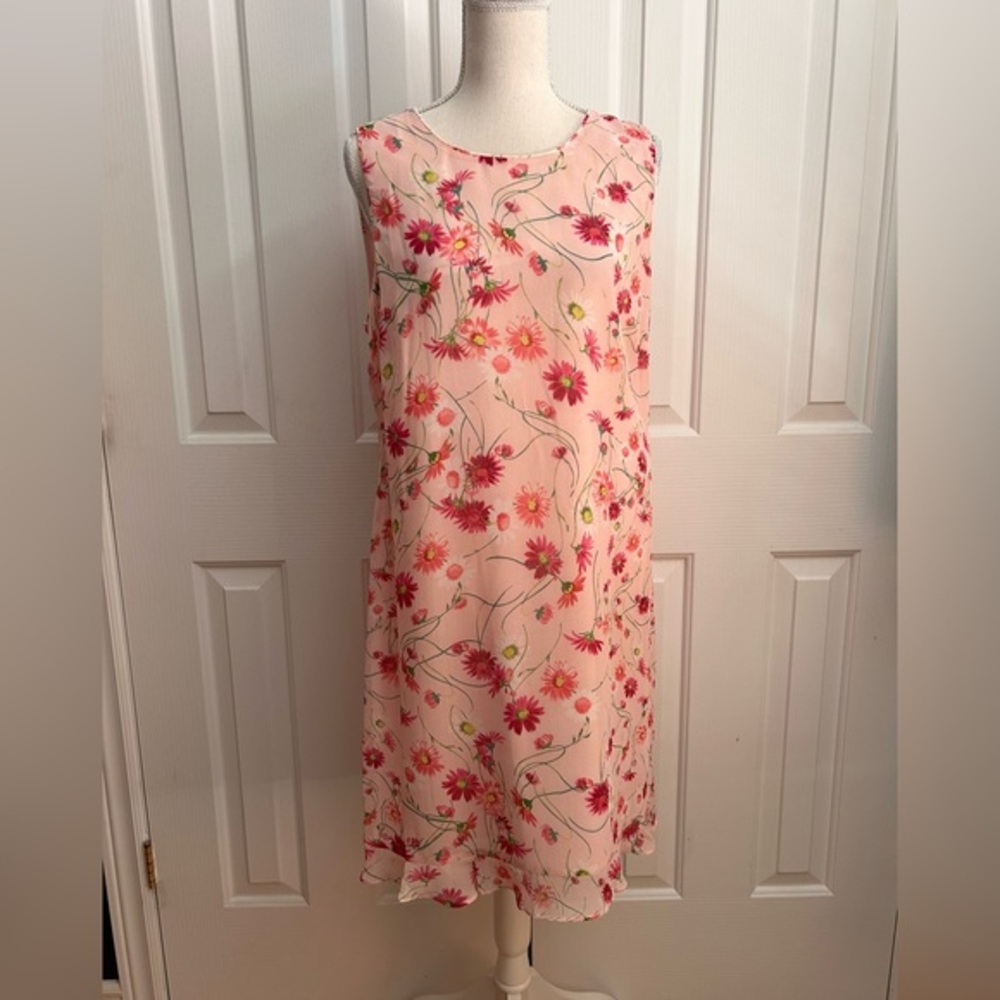 NWT KARL LAGERFELD Sleeveless Midi Dress, Flowers, Lined, Pink Red Green Size 12